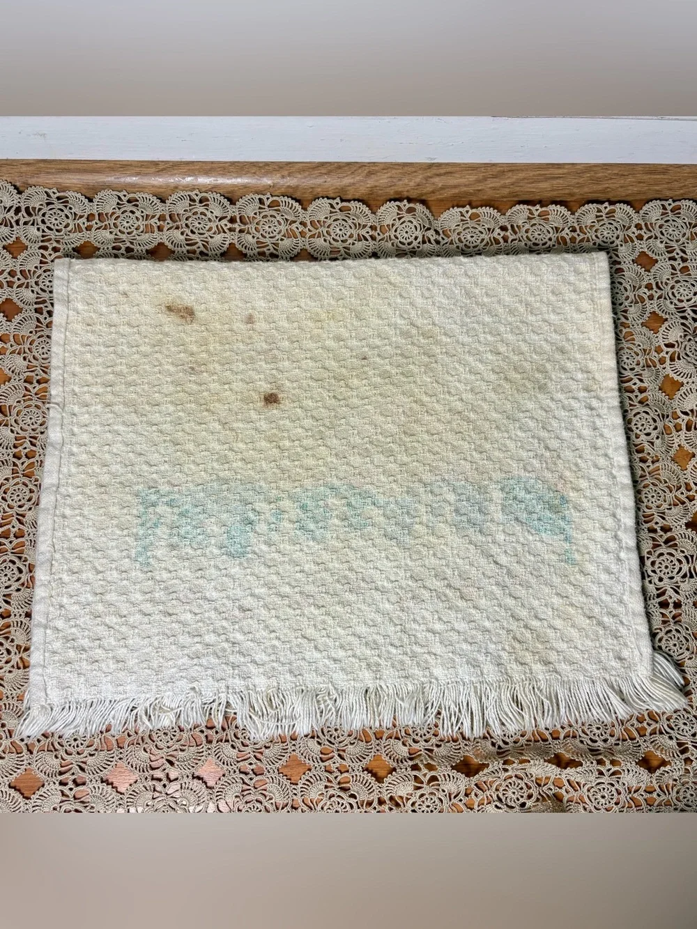 Vintage 90s Goose Print Cream Cotton Hand Kitchen Towel Country Classics
